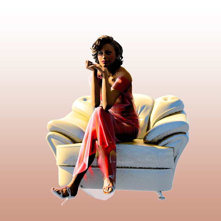 Beautiful Sitting Girl 3D Модель Woman 0036